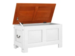 Hot vidaxl Arca de arrumação c/ tampa acácia maciça castanho e Branco