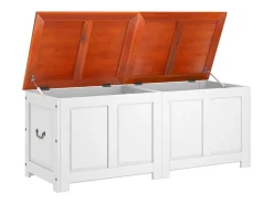 Sale vidaxl Arca de arrumação c/ tampa acácia maciça castanho e Branco