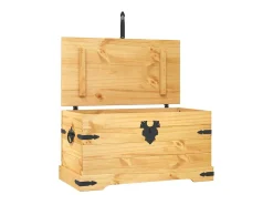 Hot vidaxl Arca de arrumação Corona Range em pinho mexicano 91x49,5x47 cm Natural claro