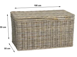 Acessórios De Arrumação|OZAIA Arca de arrumação em kubu TIMGAD - C100 x L55 x A55 cm - Cinza Cinzento