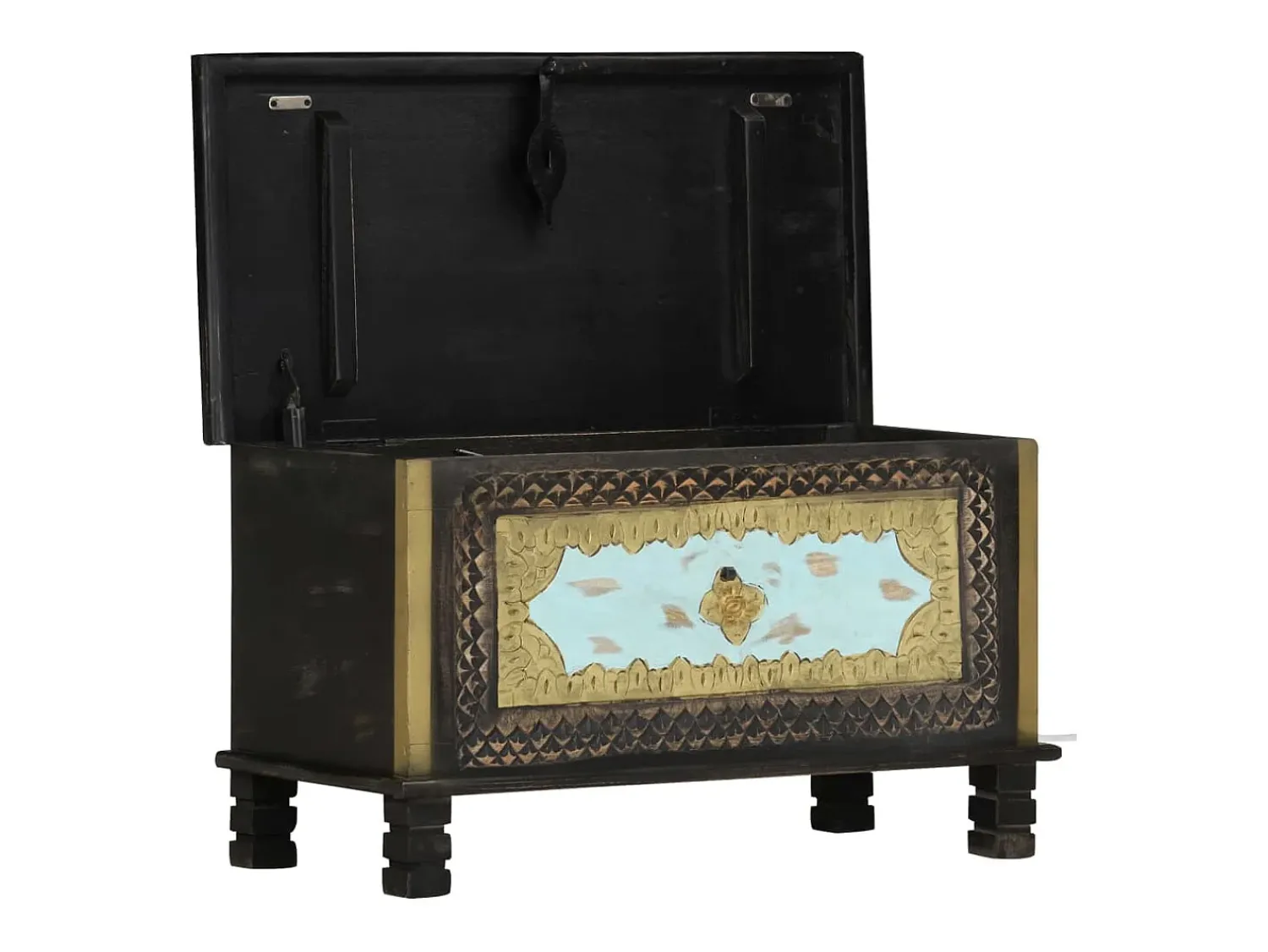 Sale vidaxl Arca de arrumação 80x40x45 cm madeira de mangueira maciça Preto