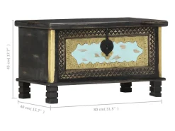 Sale vidaxl Arca de arrumação 80x40x45 cm madeira de mangueira maciça Preto