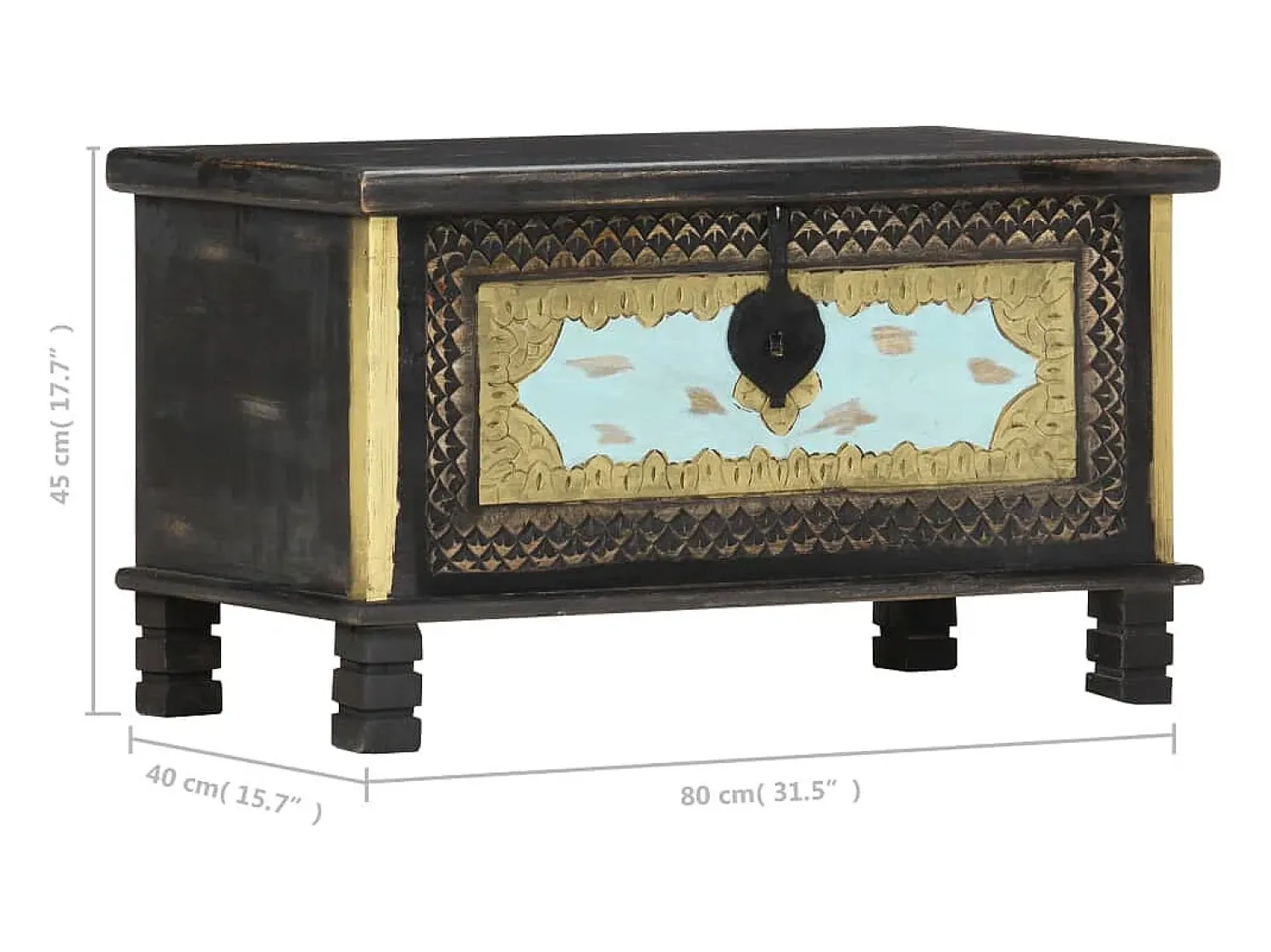 Sale vidaxl Arca de arrumação 80x40x45 cm madeira de mangueira maciça Preto