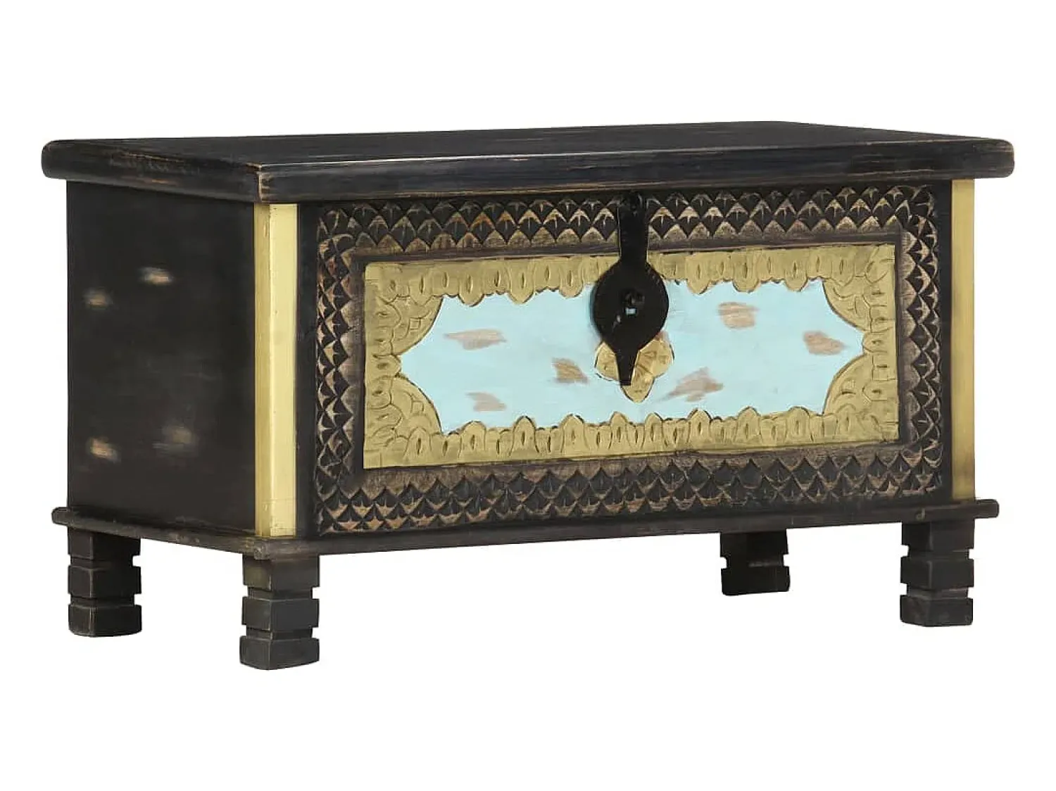 Acessórios De Arrumação* Arca de arrumação 80x40x45 cm madeira de mangueira maciça PT214824 Preto