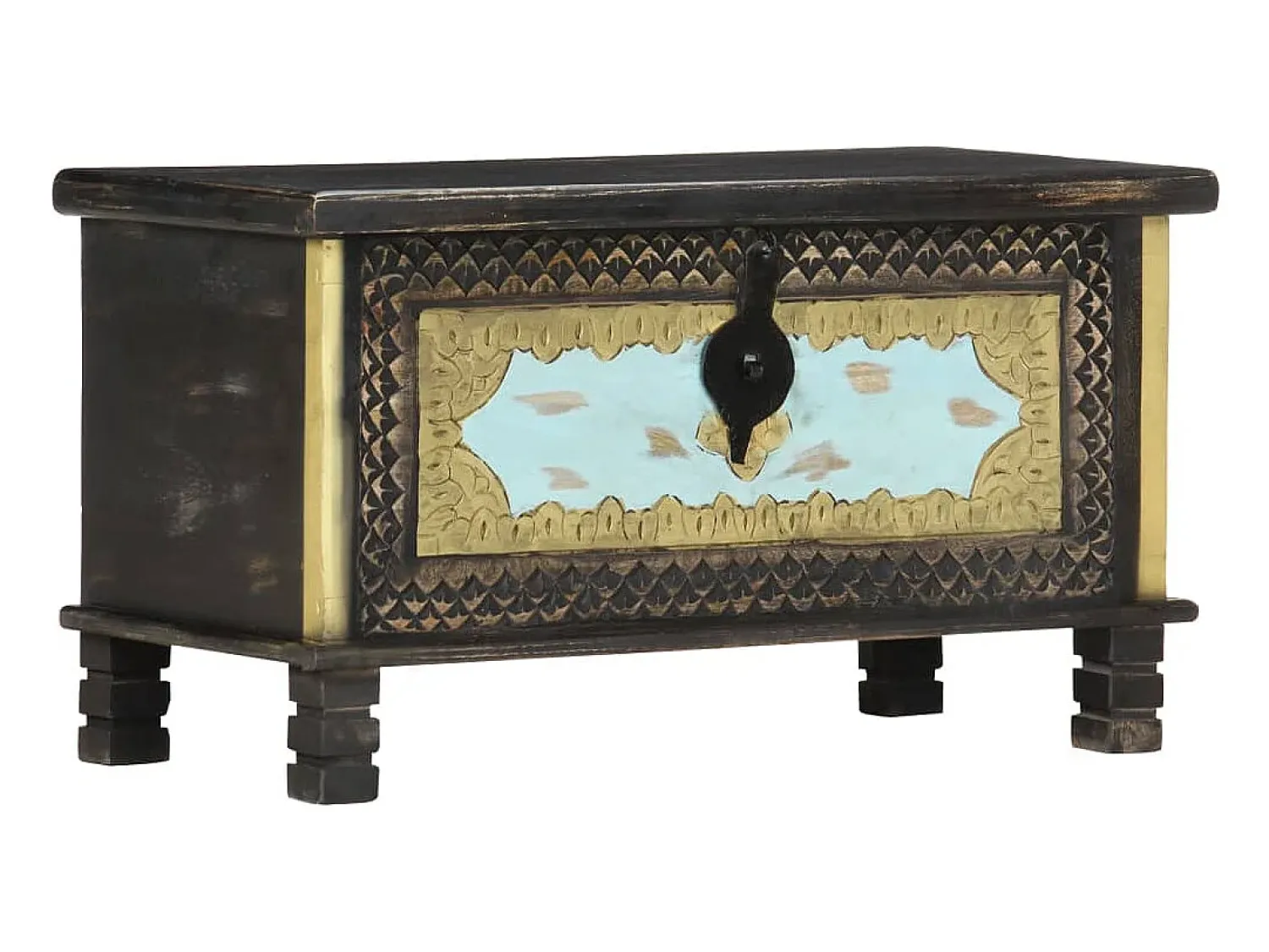 Acessórios De Arrumação* Arca de arrumação 80x40x45 cm madeira de mangueira maciça PT214824 Preto