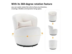Poltrona*DripeX Armacha giradora em tecido de pelúcia branca com travesseiro lombar e pé de metal - máximo 100kg - 65x65x73cm Branco