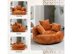 Poltrona|DripeX Armchair Pouf Pouf - tecido de lagarta laranja - com 3 travesseiros - Max 250kg Load - 108x108x52cm Cor de laranja