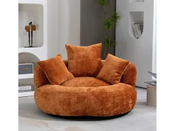 Poltrona|DripeX Armchair Pouf Pouf - tecido de lagarta laranja - com 3 travesseiros - Max 250kg Load - 108x108x52cm Cor de laranja