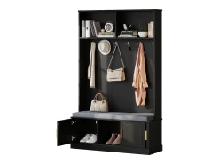 Sale Merax Armário - 120 x 40 x 191 cm - com sapateira + guarda-roupa + 6 ganchos triplos - aglomerado - Preto