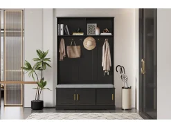Sale Merax Armário - 120 x 40 x 191 cm - com sapateira + guarda-roupa + 6 ganchos triplos - aglomerado - Preto