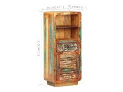 vidaxl Armário alto 45x32x110 cm madeira recuperada maciça^ Prateleira