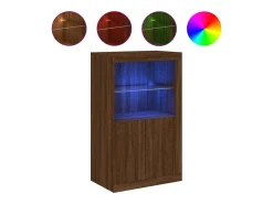 vidaxl Armário apoio c/ luzes LED derivados madeira carvalho castanho Natural claro
