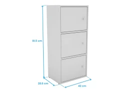 Móvel De Arrumação| Armário auxiliar de sala Plea com 3 portas, , 42 x 92 x 29 cm Branco