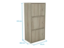 Móvel De Arrumação| Armário auxiliar Plea com 3 portas, carvalho Sonoma, 42 x 91,5 x 28,6 cm, sala de estar Castanho
