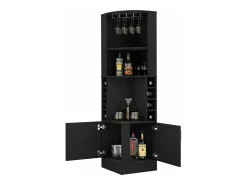 Móvel De Bar|TuHome Armário bar de canto Syrah em melamina com quatro prateleiras, oito prateleiras para garrafas e suporte para copos, 180.6 X 46.9 X 46.9 cm , Preto