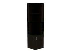 Móvel De Bar|TuHome Armário bar de canto Syrah em melamina com quatro prateleiras, oito prateleiras para garrafas e suporte para copos, 180.6 X 46.9 X 46.9 cm , Preto