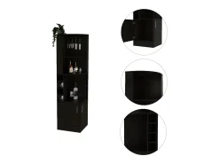 Móvel De Bar|TuHome Armário bar de canto Syrah em melamina com quatro prateleiras, oito prateleiras para garrafas e suporte para copos, 180.6 X 46.9 X 46.9 cm , Preto