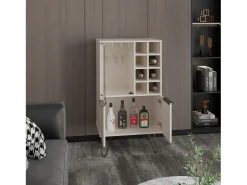 Móvel De Bar*TuHome armário bar em melamina aster com 8 suportes para garrafas, 9 suportes para copos e arrumação inferior , , 109,4 cm X 59,6 cm X 40 cm Branco