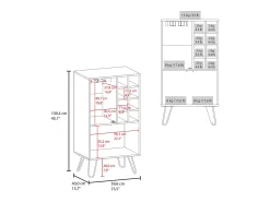 Móvel De Bar*TuHome armário bar em melamina aster com 8 suportes para garrafas, 9 suportes para copos e arrumação inferior , , 109,4 cm X 59,6 cm X 40 cm Branco