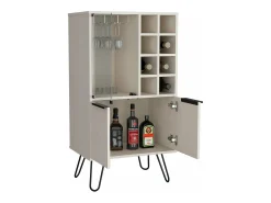 Móvel De Bar*TuHome armário bar em melamina aster com 8 suportes para garrafas, 9 suportes para copos e arrumação inferior , , 109,4 cm X 59,6 cm X 40 cm Branco