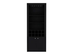 Sale TuHome Armário bar em melamina Nebo com 4 prateleiras, 2 portas, 10 suportes para garrafas e 8 suportes para copos, , 190 cm X 75 cm X 36.5 cm Preto