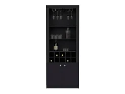 Sale TuHome Armário bar em melamina Nebo com 4 prateleiras, 2 portas, 10 suportes para garrafas e 8 suportes para copos, , 190 cm X 75 cm X 36.5 cm Preto