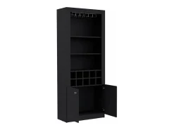 Sale TuHome Armário bar em melamina Nebo com 4 prateleiras, 2 portas, 10 suportes para garrafas e 8 suportes para copos, , 190 cm X 75 cm X 36.5 cm Preto
