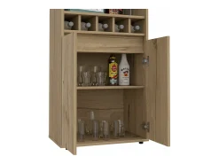 TuHome Armário bar em melamina Prana com 4 prateleiras, 2 portas, 4 suportes para garrafas e 6 suportes para copos, , 180 cm X 58.4 cm X 37 cm^ Vitrina
