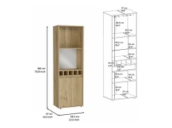 TuHome Armário bar em melamina Prana com 4 prateleiras, 2 portas, 4 suportes para garrafas e 6 suportes para copos, , 180 cm X 58.4 cm X 37 cm^ Vitrina