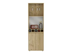 TuHome Armário bar em melamina Prana com 4 prateleiras, 2 portas, 4 suportes para garrafas e 6 suportes para copos, , 180 cm X 58.4 cm X 37 cm^ Vitrina