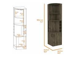 Vitrina|TuHome Armário bar em melamina Syrah com 4 prateleiras, 2 portas, 4 suportes para copos e 4 suportes para copos, , 180.6 cm X 46.9 cm X 46.9 cm Castanho