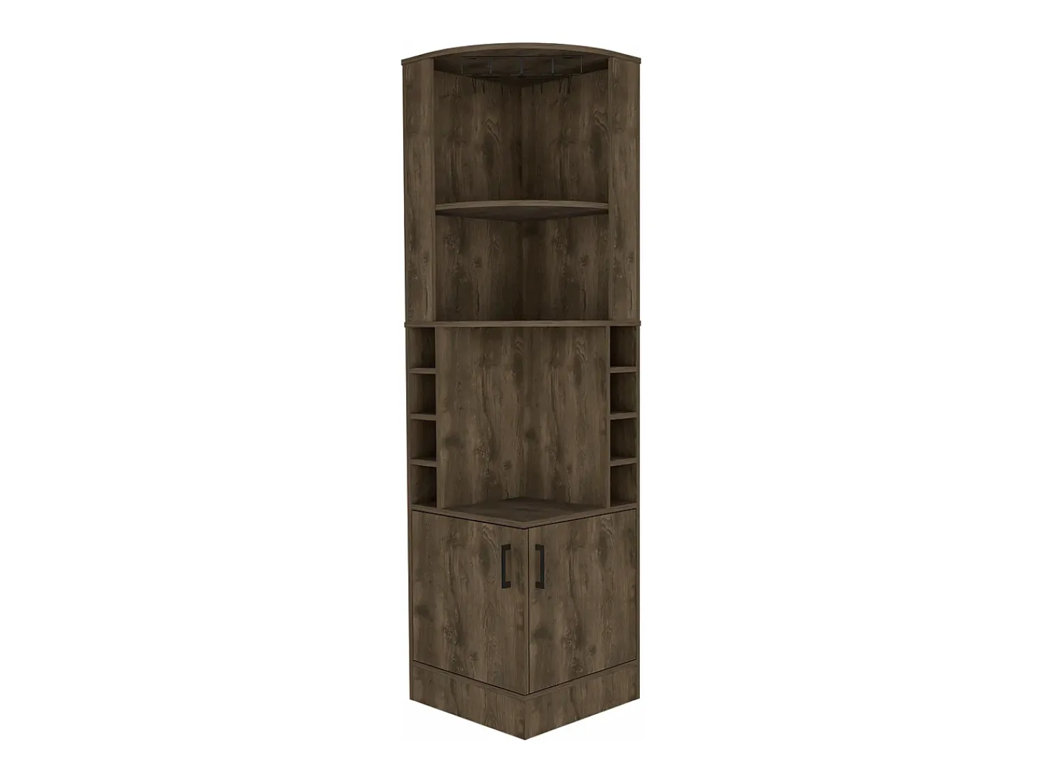 Vitrina|TuHome Armário bar em melamina Syrah com 4 prateleiras, 2 portas, 4 suportes para copos e 4 suportes para copos, , 180.6 cm X 46.9 cm X 46.9 cm Castanho