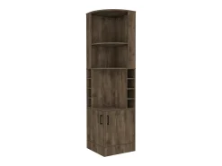 Vitrina|TuHome Armário bar em melamina Syrah com 4 prateleiras, 2 portas, 4 suportes para copos e 4 suportes para copos, , 180.6 cm X 46.9 cm X 46.9 cm Castanho