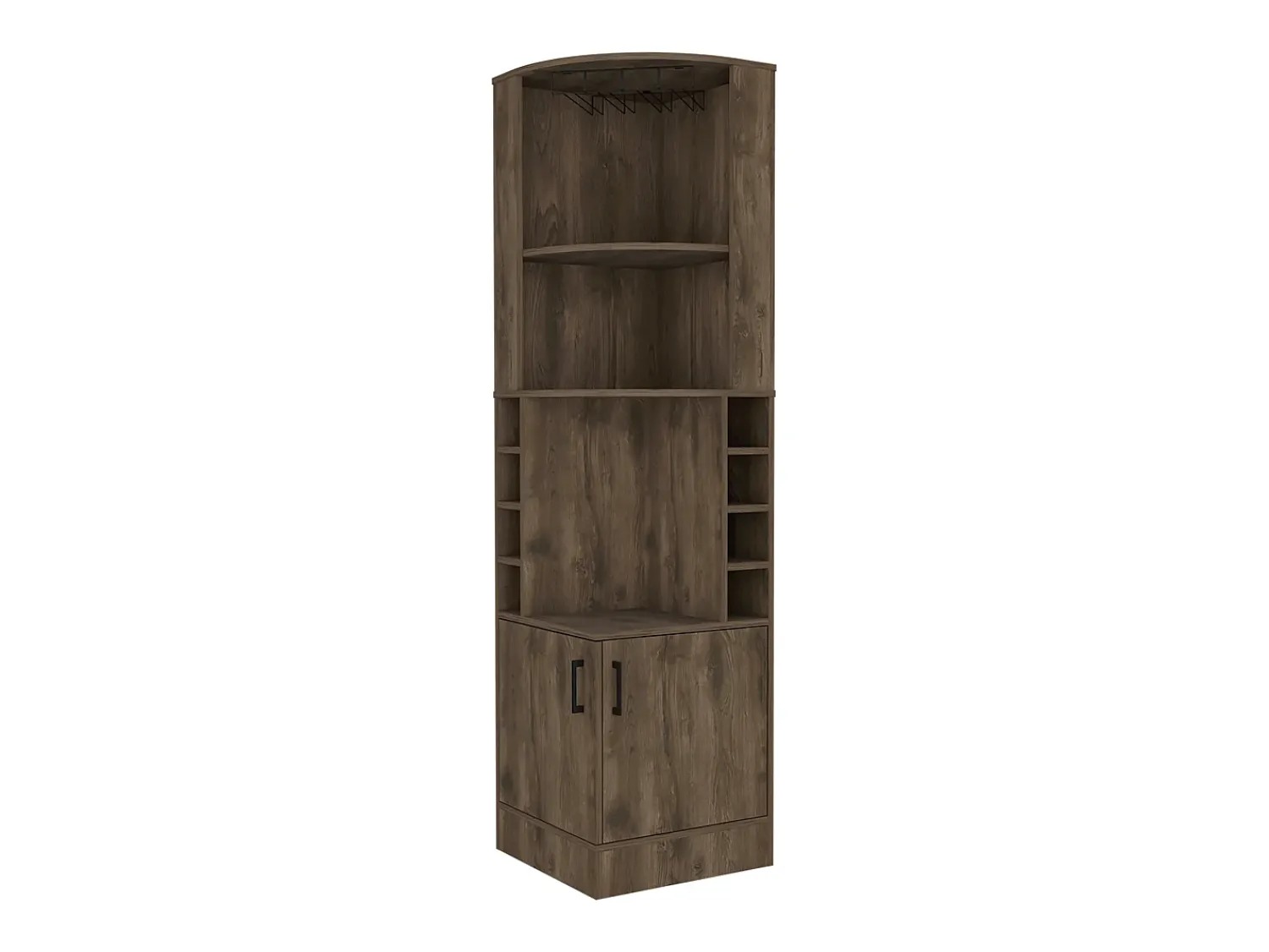Vitrina|TuHome Armário bar em melamina Syrah com 4 prateleiras, 2 portas, 4 suportes para copos e 4 suportes para copos, , 180.6 cm X 46.9 cm X 46.9 cm Castanho