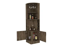 Vitrina|TuHome Armário bar em melamina Syrah com 4 prateleiras, 2 portas, 4 suportes para copos e 4 suportes para copos, , 180.6 cm X 46.9 cm X 46.9 cm Castanho