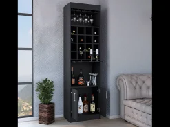 TuHome Armário bar Kava Beijing com mesa extensível, 180.59 cm X 50.8 cm X 33.78 cm , Preto