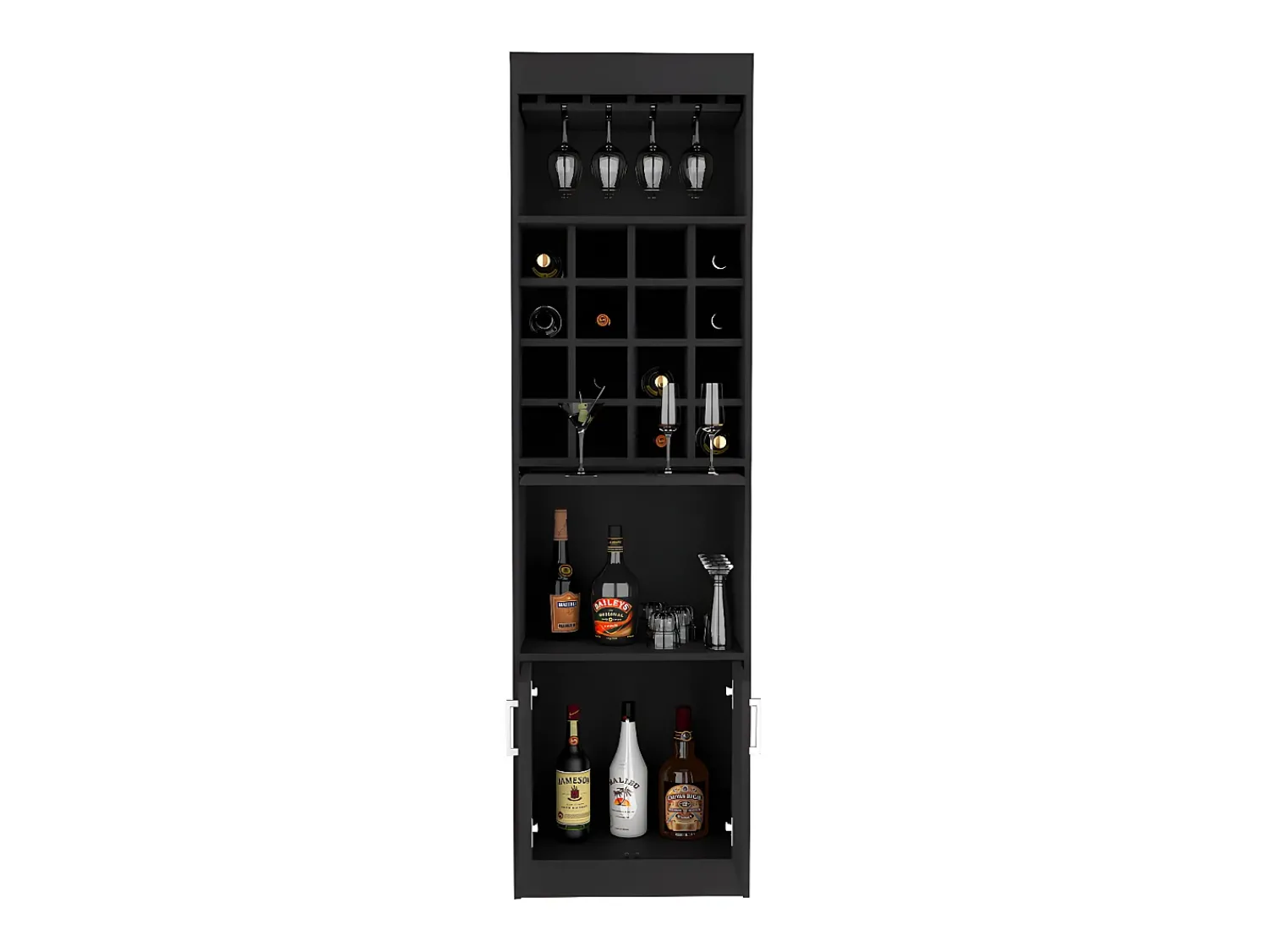 TuHome Armário bar Kava Beijing com mesa extensível, 180.59 cm X 50.8 cm X 33.78 cm , Preto