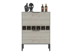 Móvel De Bar|TuHome Armário bar Lyrata em melamina com prateleira para vinhos, suporte para copos e 4 prateleiras , 110 cm X 80 cm X 35 cm , / prateado Cinzento