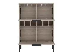 Móvel De Bar|TuHome Armário bar Lyrata em melamina com prateleira para vinhos, suporte para copos e 4 prateleiras , 110 cm X 80 cm X 35 cm , / prateado Cinzento