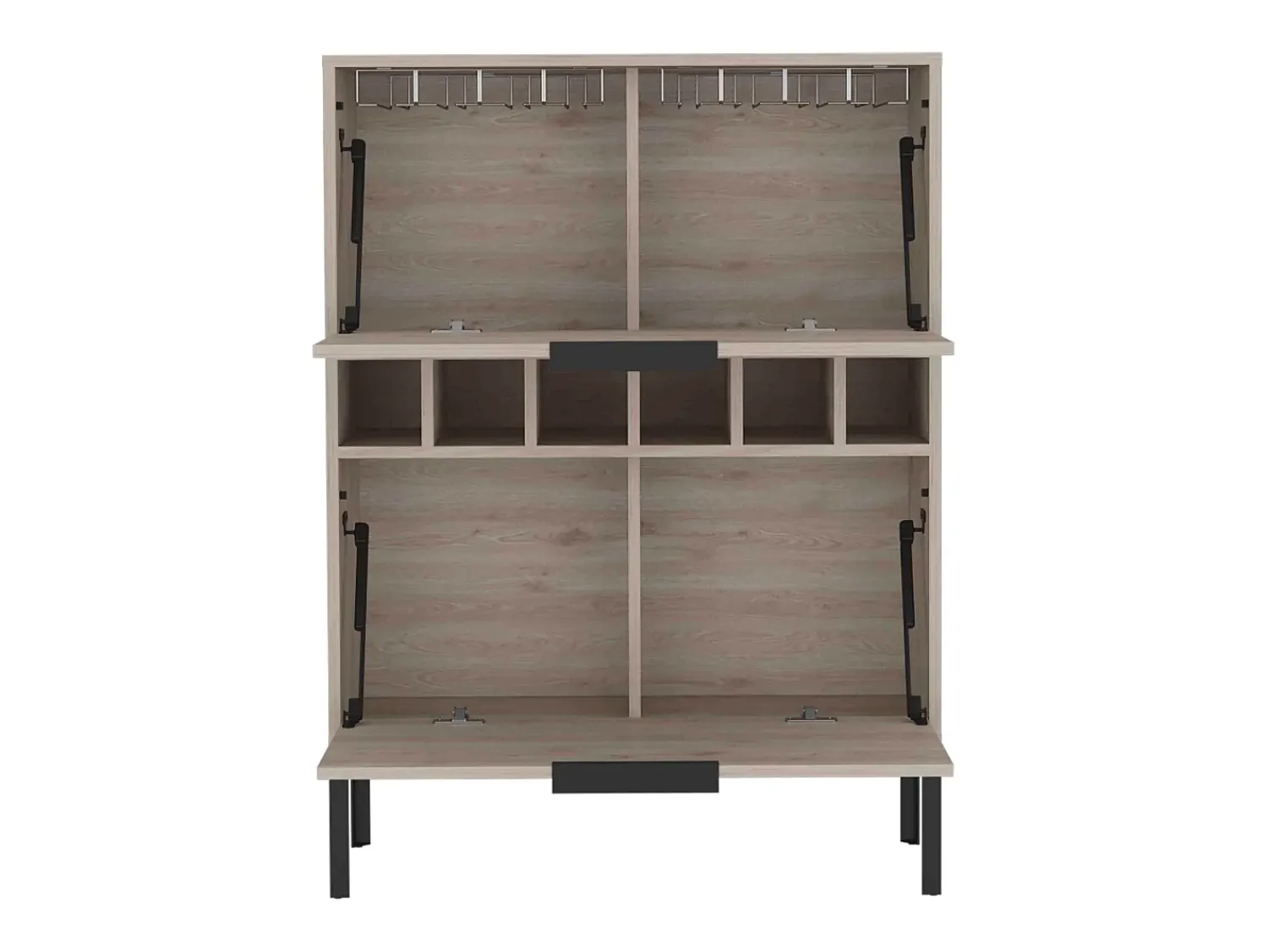 Móvel De Bar|TuHome Armário bar Lyrata em melamina com prateleira para vinhos, suporte para copos e 4 prateleiras , 110 cm X 80 cm X 35 cm , / prateado Cinzento