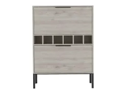 Móvel De Bar|TuHome Armário bar Lyrata em melamina com prateleira para vinhos, suporte para copos e 4 prateleiras , 110 cm X 80 cm X 35 cm , / prateado Cinzento