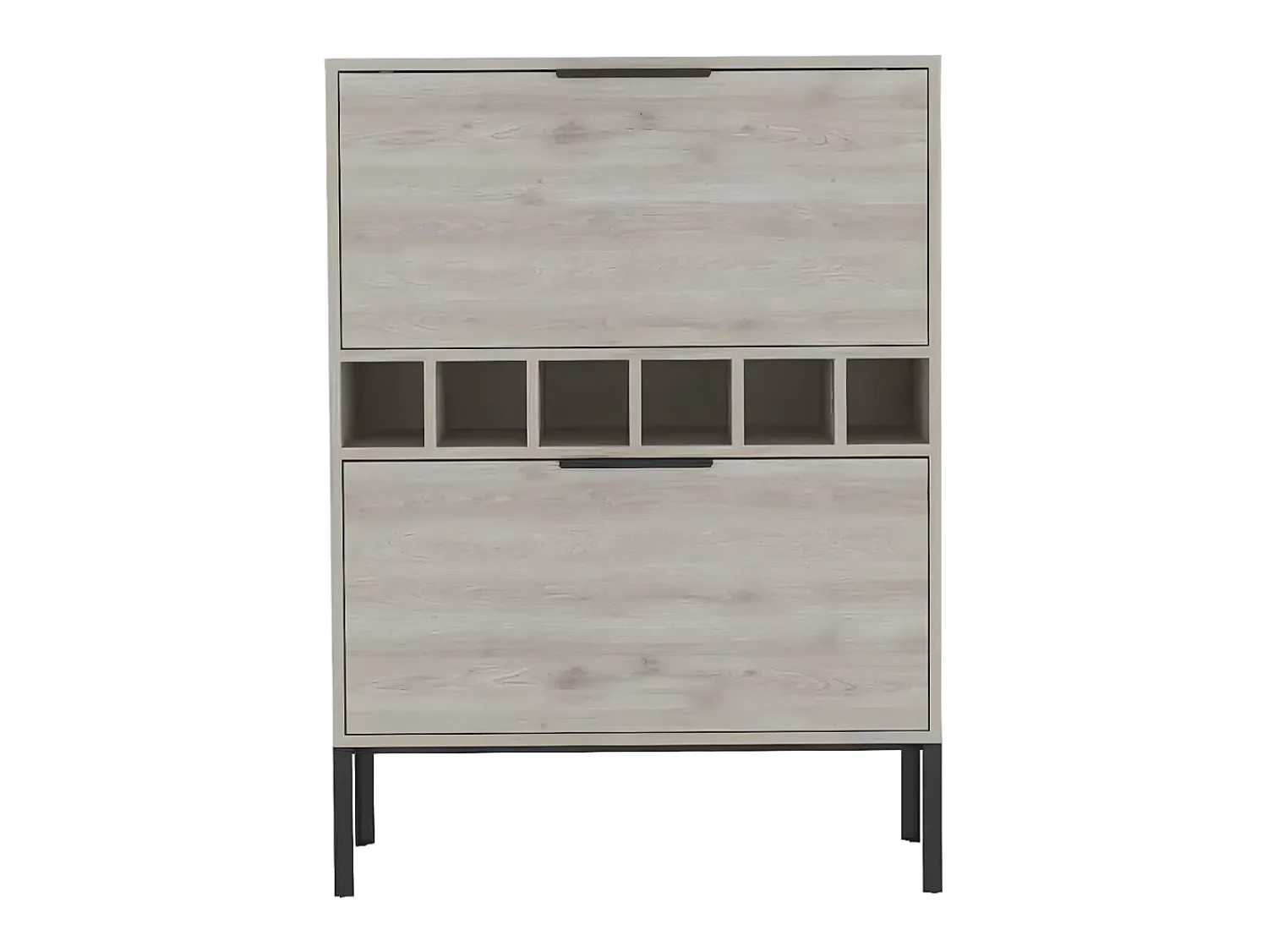 Móvel De Bar|TuHome Armário bar Lyrata em melamina com prateleira para vinhos, suporte para copos e 4 prateleiras , 110 cm X 80 cm X 35 cm , / prateado Cinzento