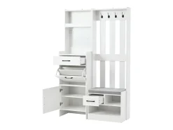 New Hauss Spole Armário com 2 gavetas, 2 portas, banco e ganchos, painel perfurado 110x35x175,5cm Branco