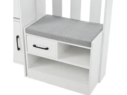 New Hauss Spole Armário com 2 gavetas, 2 portas, banco e ganchos, painel perfurado 110x35x175,5cm Branco