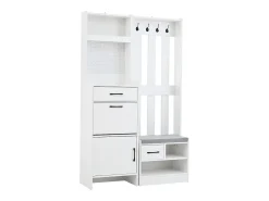 New Hauss Spole Armário com 2 gavetas, 2 portas, banco e ganchos, painel perfurado 110x35x175,5cm Branco