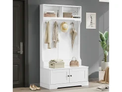 Móvel De Entrada|Hauss Spole Armário com 2 portas e 4 ganchos, em aglomerado, estilo minimalista. Branco