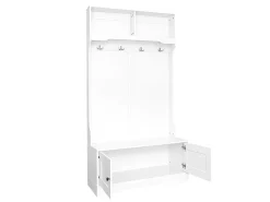 Móvel De Entrada|Hauss Spole Armário com 2 portas e 4 ganchos, em aglomerado, estilo minimalista. Branco