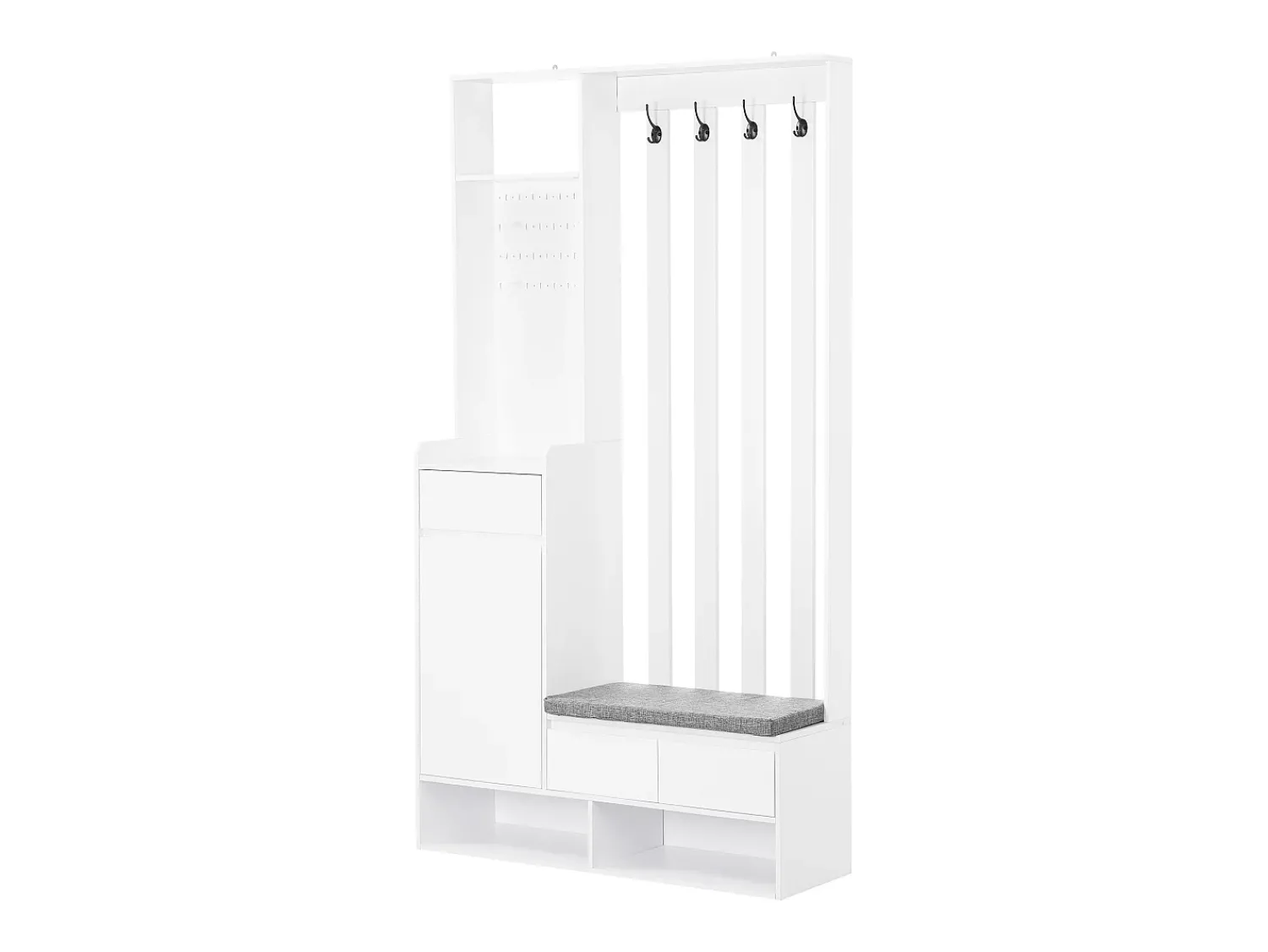 Móvel De Entrada|Merax Armário com 3 gavetas, 1 porta e sapateira - 100 x 35 x 180 cm - MDF - Branco