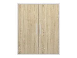 Sale Vente-unique Armário com inclinação 2 portas cor branca e natural - ADEZIO Natural claro / Branco
