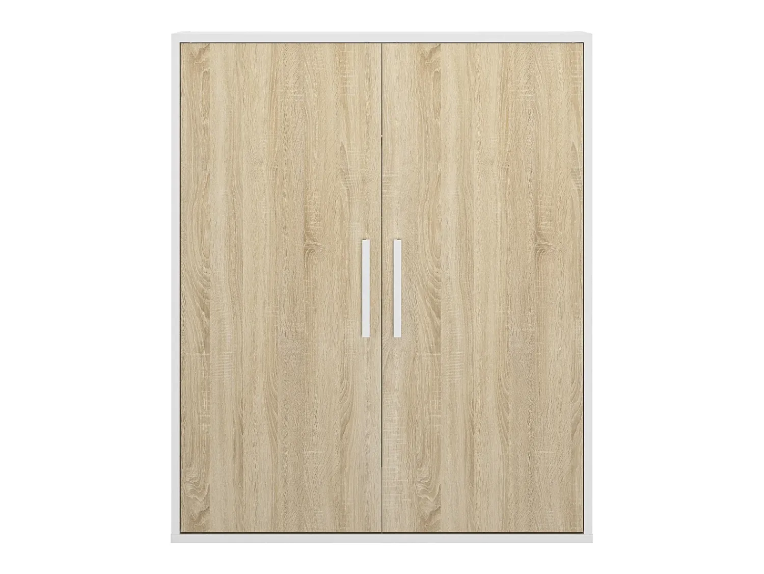 Sale Vente-unique Armário com inclinação 2 portas cor branca e natural - ADEZIO Natural claro / Branco
